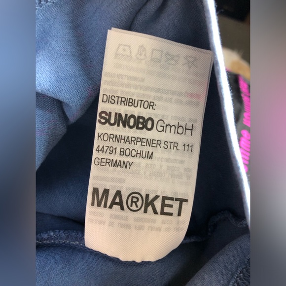 NWT Market Puff Print Smiley Keep On Smiling Washed Blue Tee - Size M - Picture 4 of 5